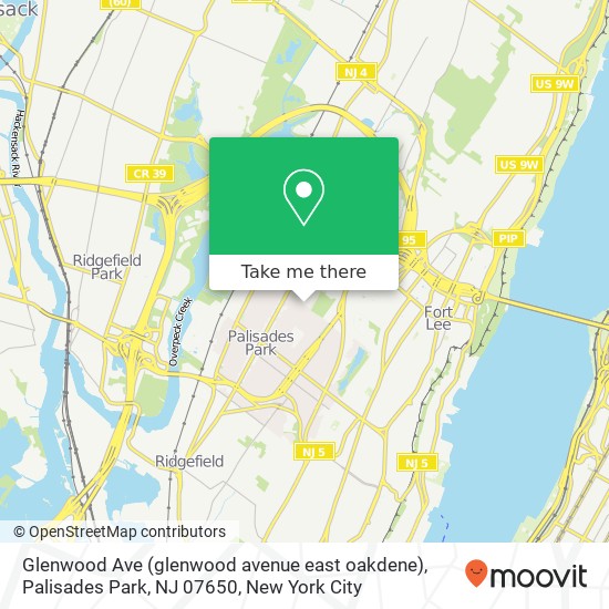 Mapa de Glenwood Ave (glenwood avenue east oakdene), Palisades Park, NJ 07650