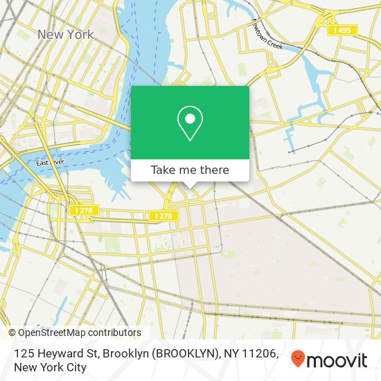 Mapa de 125 Heyward St, Brooklyn (BROOKLYN), NY 11206