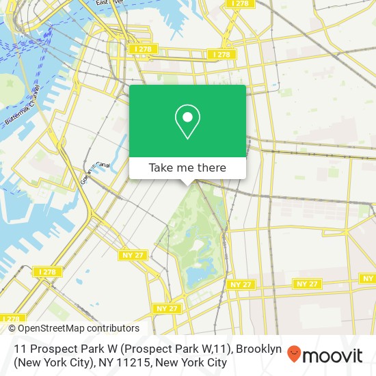 Mapa de 11 Prospect Park W (Prospect Park W,11), Brooklyn (New York City), NY 11215