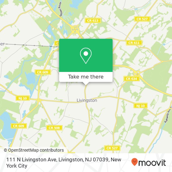 Mapa de 111 N Livingston Ave, Livingston, NJ 07039