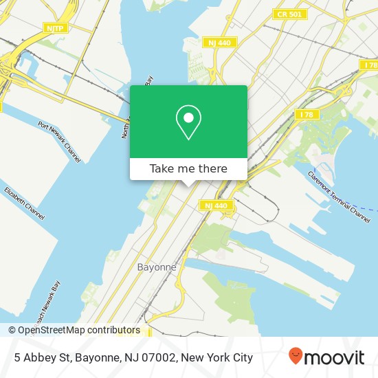 Mapa de 5 Abbey St, Bayonne, NJ 07002