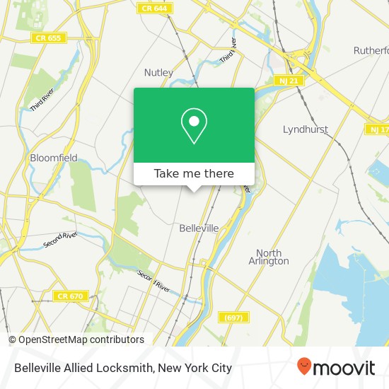 Mapa de Belleville Allied Locksmith, 82 Overlook Ave