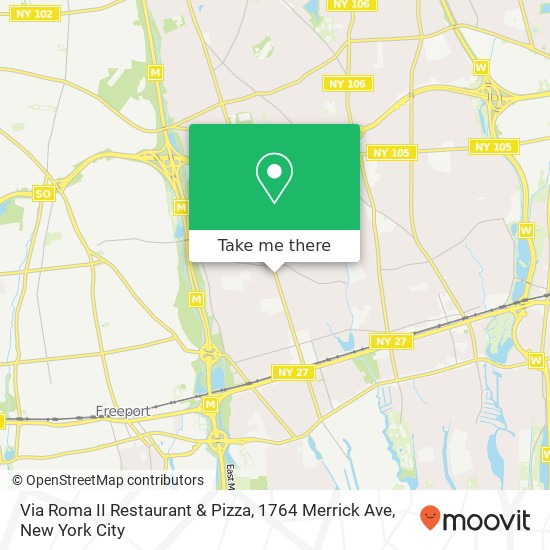 Mapa de Via Roma II Restaurant & Pizza, 1764 Merrick Ave