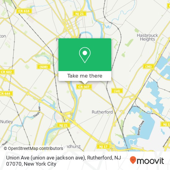 Union Ave (union ave jackson ave), Rutherford, NJ 07070 map