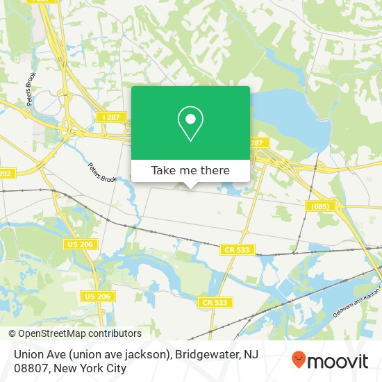 Mapa de Union Ave (union ave jackson), Bridgewater, NJ 08807