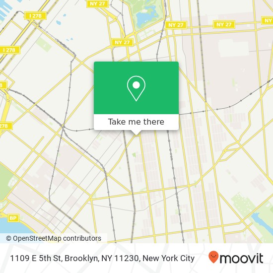 Mapa de 1109 E 5th St, Brooklyn, NY 11230