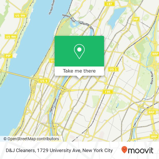Mapa de D&J Cleaners, 1729 University Ave