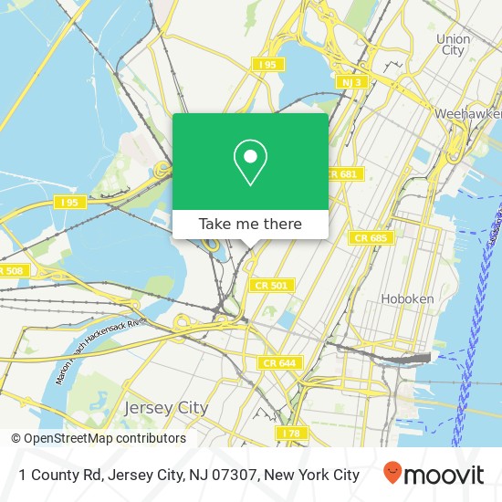 Mapa de 1 County Rd, Jersey City, NJ 07307