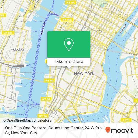Mapa de One Plus One Pastoral Counseling Center, 24 W 9th St