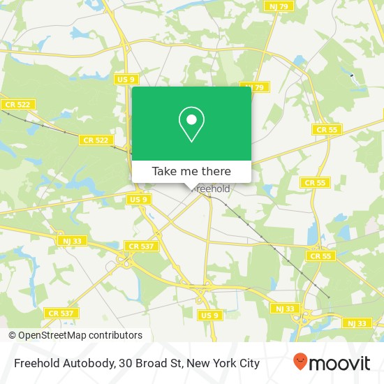 Mapa de Freehold Autobody, 30 Broad St