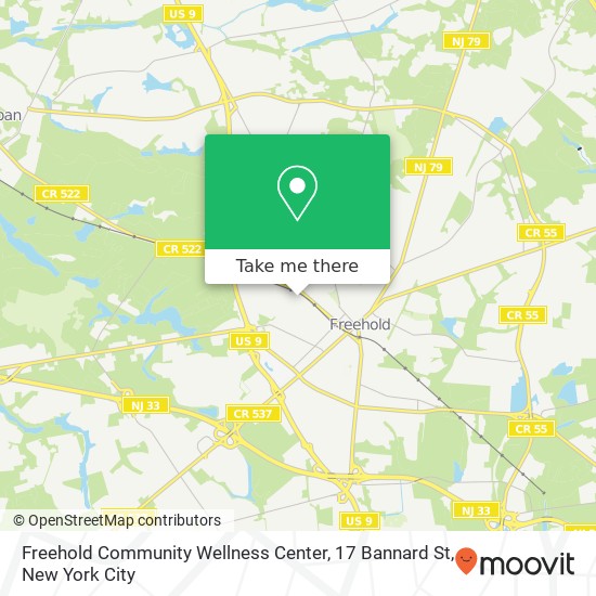 Mapa de Freehold Community Wellness Center, 17 Bannard St