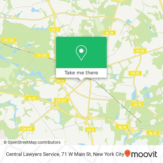 Mapa de Central Lawyers Service, 71 W Main St