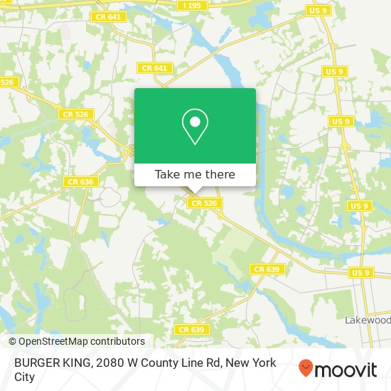 BURGER KING, 2080 W County Line Rd map