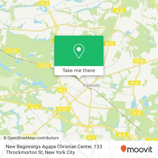 Mapa de New Beginnings Agape Christian Center, 133 Throckmorton St