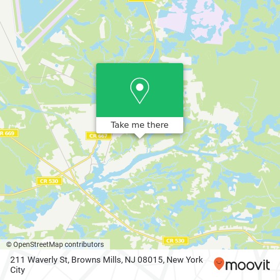 Mapa de 211 Waverly St, Browns Mills, NJ 08015