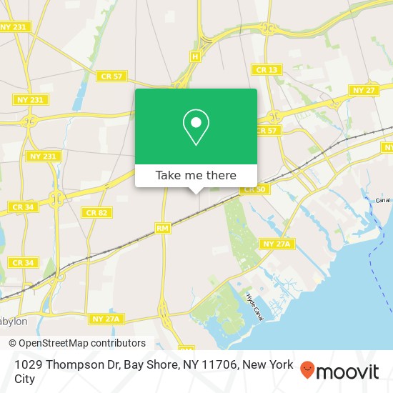 1029 Thompson Dr, Bay Shore, NY 11706 map