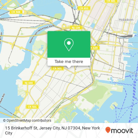 Mapa de 15 Brinkerhoff St, Jersey City, NJ 07304