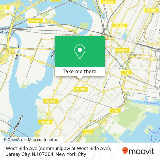 West Side Ave (communipaw at West Side Ave), Jersey City, NJ 07304 map