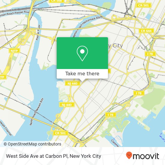 Mapa de West Side Ave at Carbon Pl