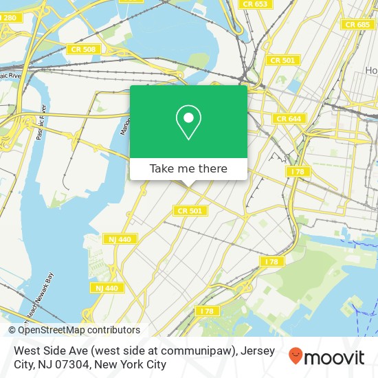 West Side Ave (west side at communipaw), Jersey City, NJ 07304 map