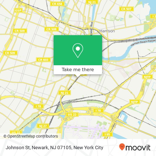 Mapa de Johnson St, Newark, NJ 07105