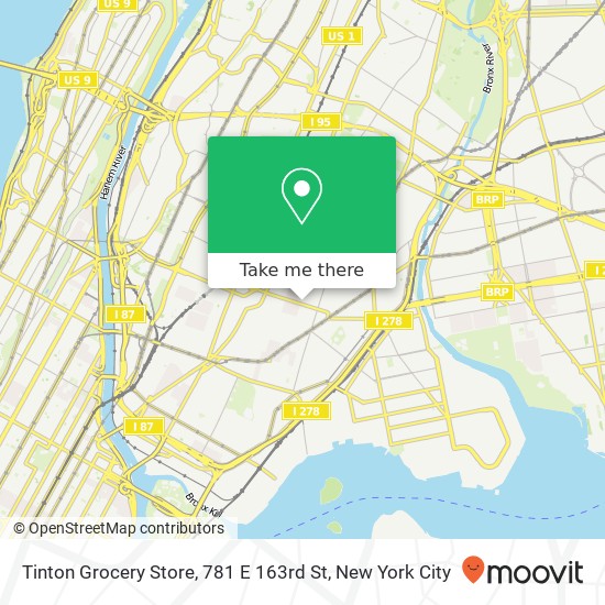 Mapa de Tinton Grocery Store, 781 E 163rd St