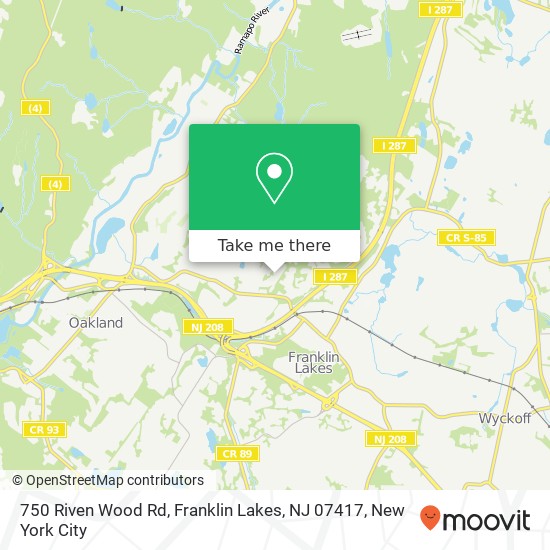 Mapa de 750 Riven Wood Rd, Franklin Lakes, NJ 07417