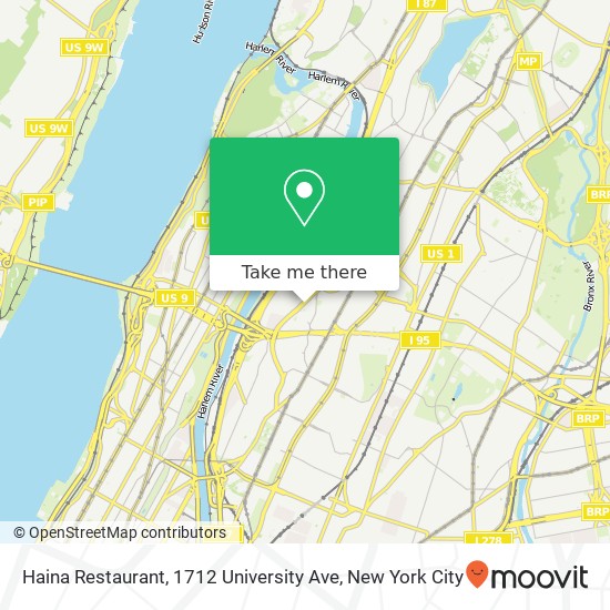 Mapa de Haina Restaurant, 1712 University Ave