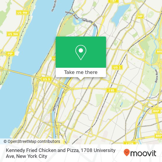 Mapa de Kennedy Fried Chicken and Pizza, 1708 University Ave
