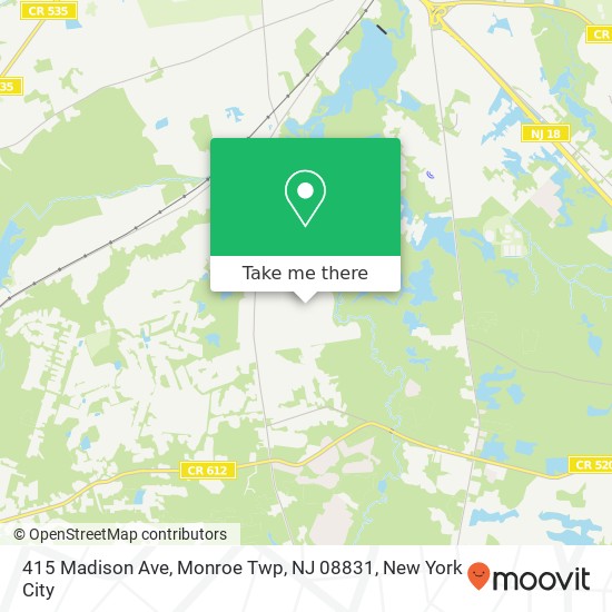 Mapa de 415 Madison Ave, Monroe Twp, NJ 08831