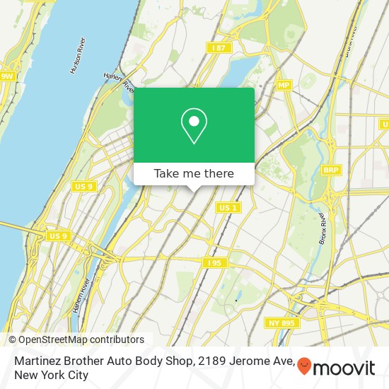 Martinez Brother Auto Body Shop, 2189 Jerome Ave map