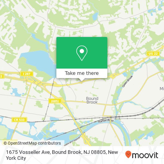 Mapa de 1675 Vosseller Ave, Bound Brook, NJ 08805