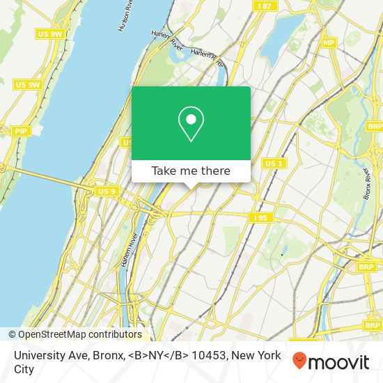 University Ave, Bronx, <B>NY< / B> 10453 map