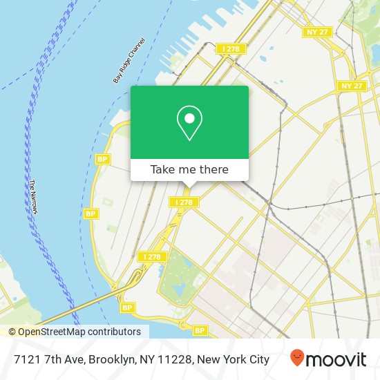 Mapa de 7121 7th Ave, Brooklyn, NY 11228