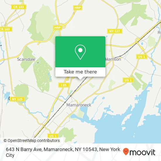 Mapa de 643 N Barry Ave, Mamaroneck, NY 10543