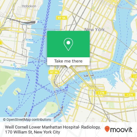Weill Cornell Lower Manhattan Hospital- Radiology, 170 William St map