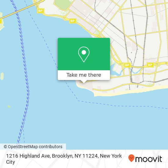 Mapa de 1216 Highland Ave, Brooklyn, NY 11224