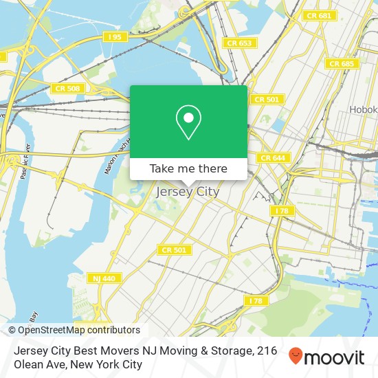 Jersey City Best Movers NJ Moving & Storage, 216 Olean Ave map