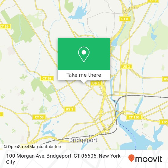 Mapa de 100 Morgan Ave, Bridgeport, CT 06606