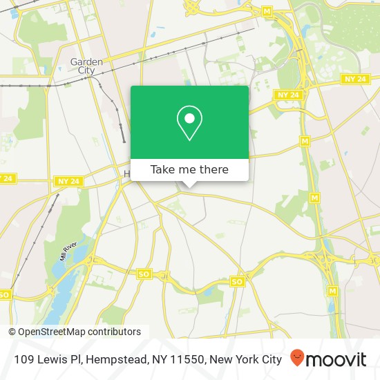 Mapa de 109 Lewis Pl, Hempstead, NY 11550