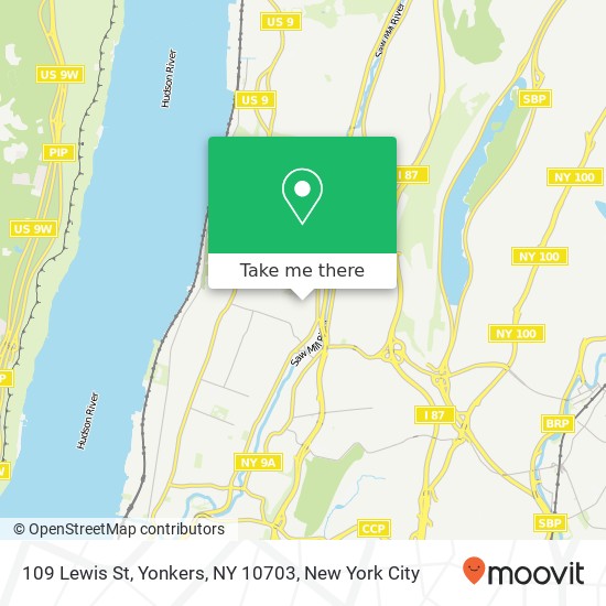 Mapa de 109 Lewis St, Yonkers, NY 10703