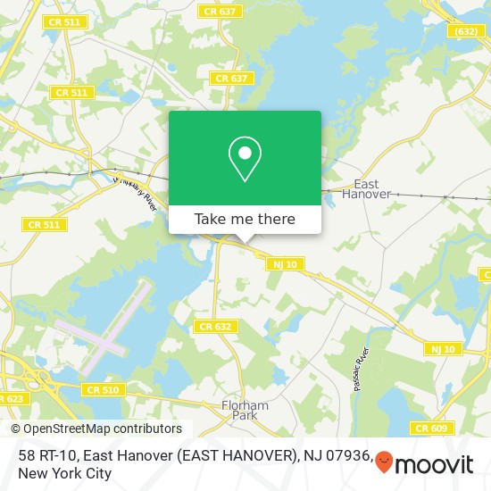 58 RT-10, East Hanover (EAST HANOVER), NJ 07936 map