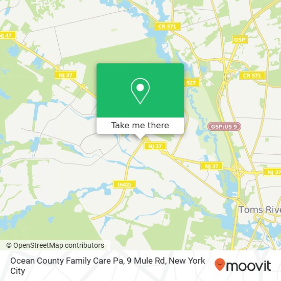 Mapa de Ocean County Family Care Pa, 9 Mule Rd