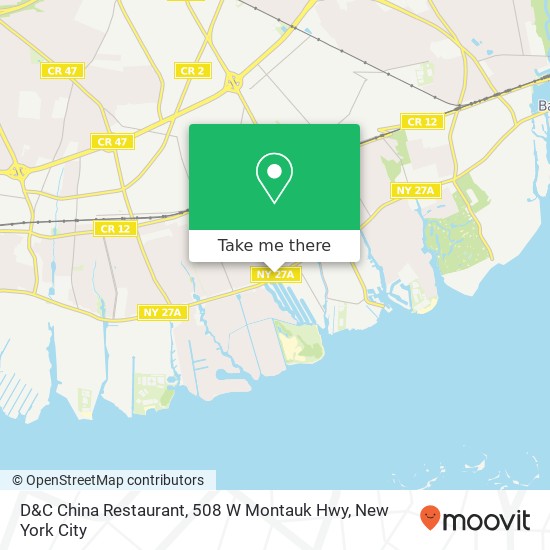 Mapa de D&C China Restaurant, 508 W Montauk Hwy