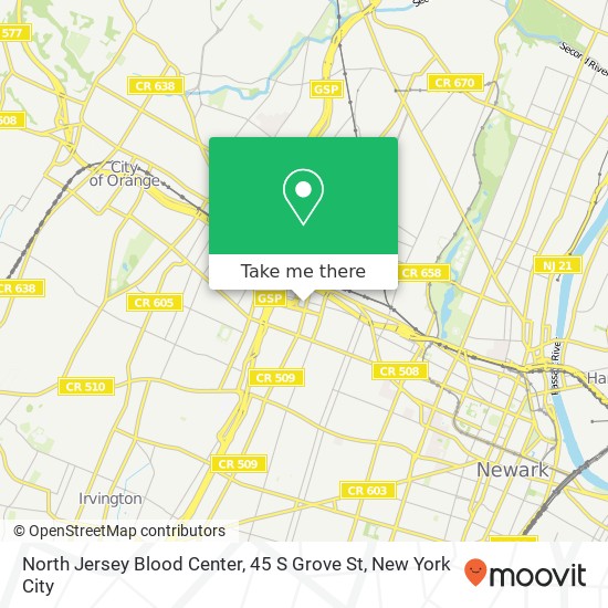 North Jersey Blood Center, 45 S Grove St map