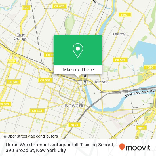 Urban Workforce Advantage Adult Training School, 390 Broad St map