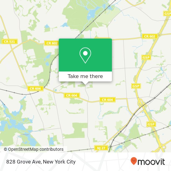 Mapa de 828 Grove Ave, Edison, NJ 08820