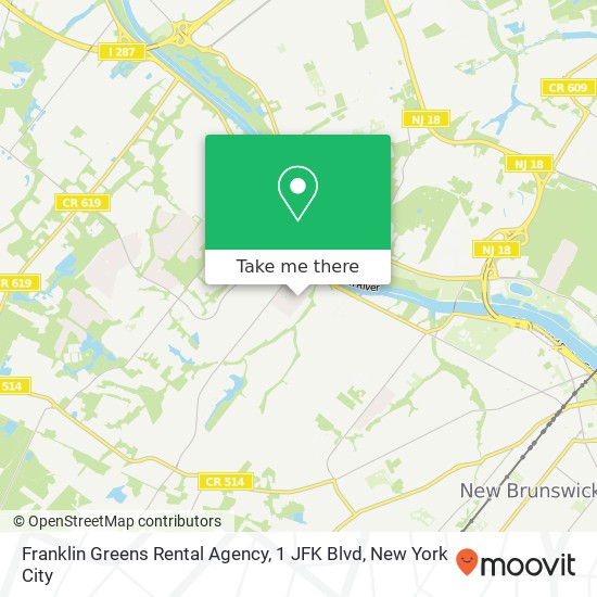 Mapa de Franklin Greens Rental Agency, 1 JFK Blvd