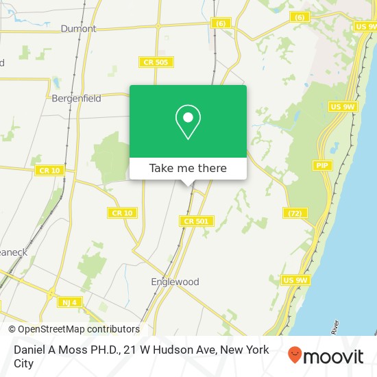 Mapa de Daniel A Moss PH.D., 21 W Hudson Ave