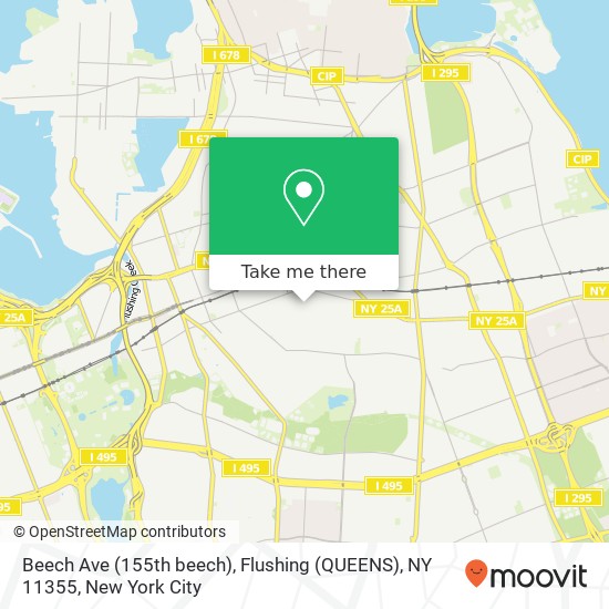 Mapa de Beech Ave (155th beech), Flushing (QUEENS), NY 11355